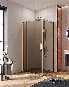 Душевой уголок Cezares Slider 80x100 AH-1-80-90/100-BR-BORO стекло бронза/профиль золото брашированное купить в интернет-магазине Sanbest