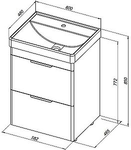 Тумба с раковиной Aquanet Ирис new 60 напольная белый глянец для ванной в интернет-магазине Sanbest