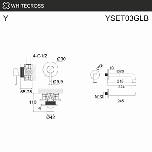 Смеситель для ванны WhiteCross Y YSET03GLB матовое золото купить в интернет-магазине сантехники Sanbest