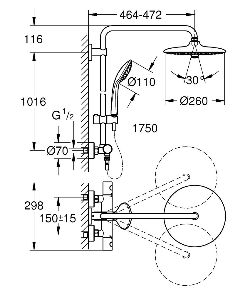 Душевая система Grohe Euphoria System 27296002 купить в интернет-магазине сантехники Sanbest