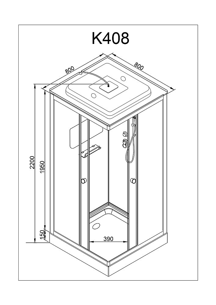 Душевая кабина DTO K408S 80x80 с электрикой прозрачная/хром купить в интернет-магазине Sanbest