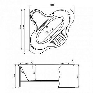 Акриловая ванна Aquanet Margarita 150 к/с53 купить в интернет-магазине Sanbest