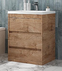 Тумба с раковиной Art&Max Family-M 58 напольная, дуб харбор золотой для ванной в интернет-магазине Sanbest