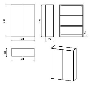 Шкаф подвесной Misty Поло 60 О-Пол08060-014По Антрацит / Дуб Галифакс белый для ванной в интернет-магазине сантехники Sanbest