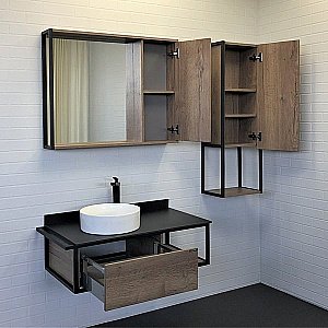 Тумба с раковиной Comforty Лиссабон 95 дуб темный для ванной в интернет-магазине Sanbest