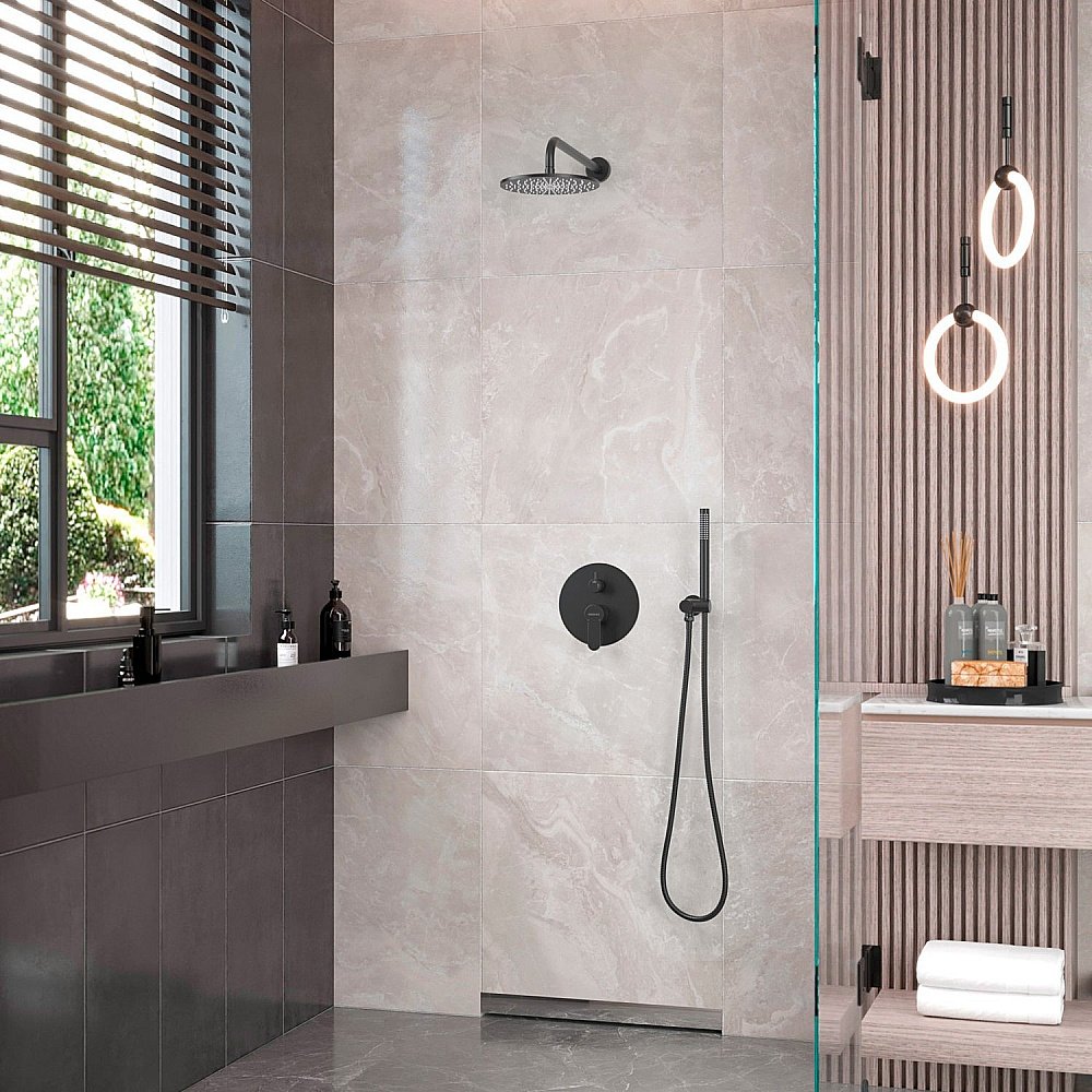 Душевая система Berges VENTAS 73004 черная матовая купить в интернет-магазине сантехники Sanbest