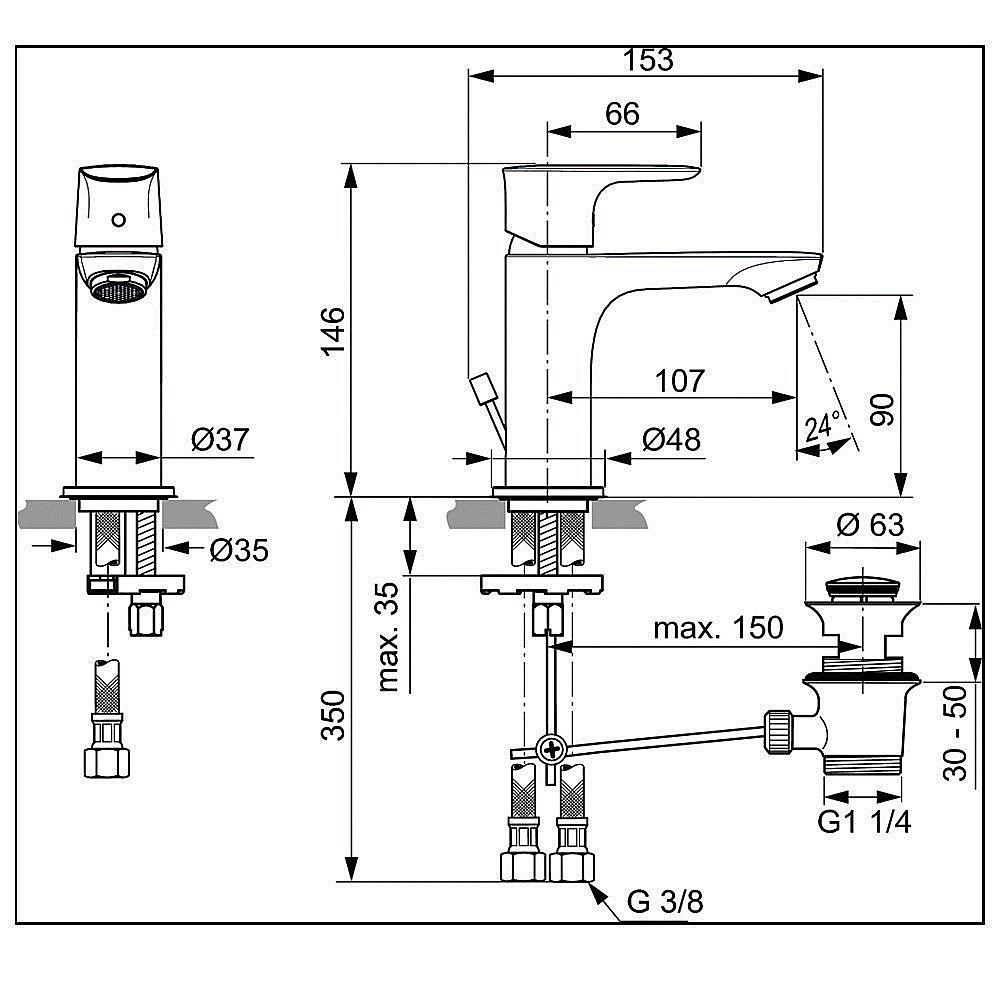 Смеситель для раковины Ideal Standard Connect Air A7007AA купить в интернет-магазине сантехники Sanbest