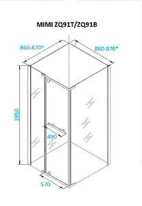 Душевой уголок CeruttiSpa MIMI ZQ91B 90х90 стекло прозрачное/профиль хром купить в интернет-магазине Sanbest