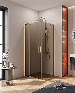 Душевой уголок Cezares Slider 80x90 AH-1-80-80/90-BR-BORO стекло бронза/профиль золото брашированное купить в интернет-магазине Sanbest