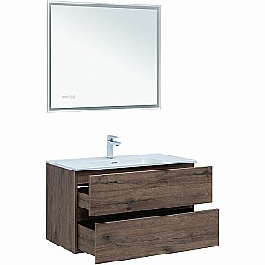 Тумба с раковиной Aquanet Алвита new 90 334187 дуб веллингтон табак для ванной в интернет-магазине Sanbest