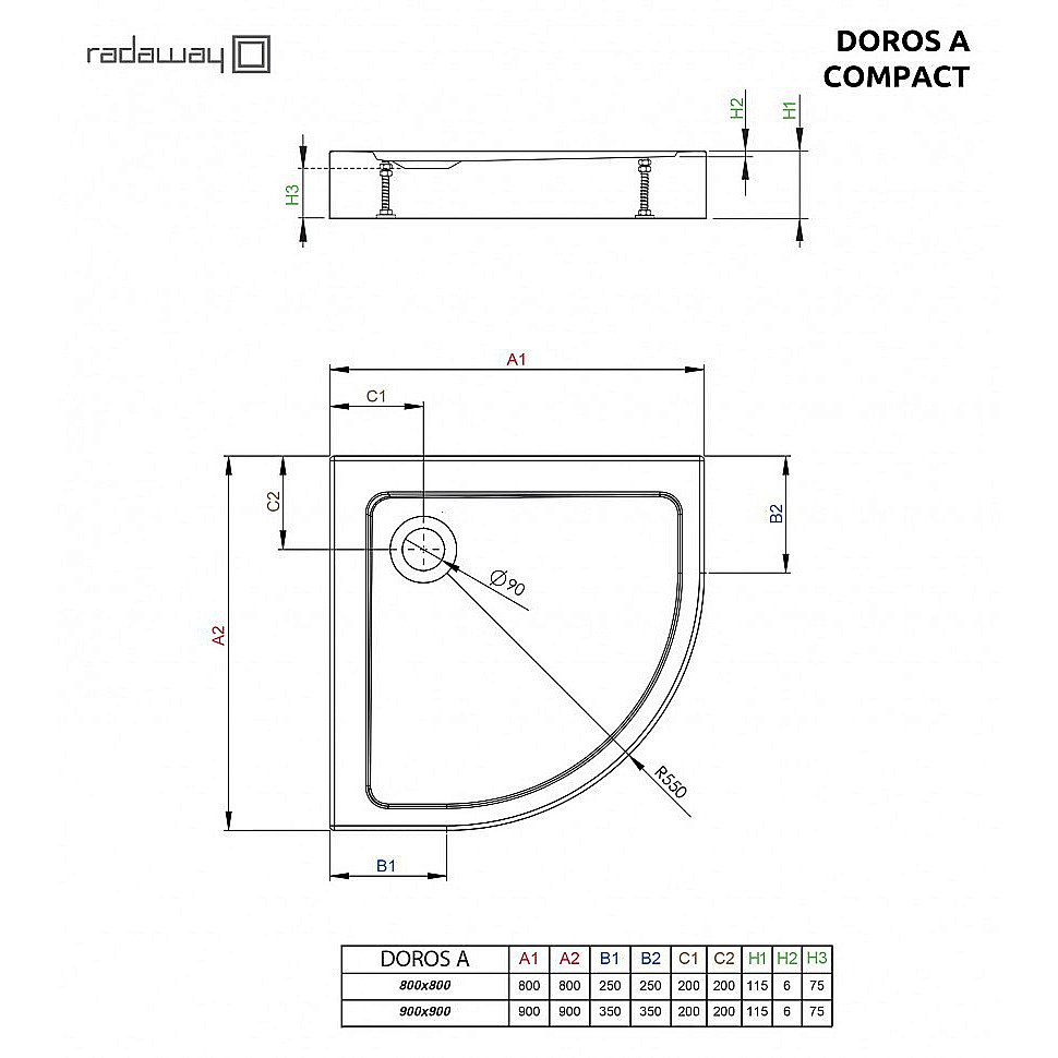 Душевой поддон Radaway Doros A SDRA8080-05 Compact 80x80 белый купить в интернет-магазине Sanbest