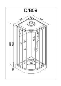 Душевая кабина Deto D09S 90х90 купить в интернет-магазине Sanbest