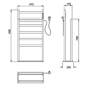 Полотенцесушитель электрический напольный WONZON & WOGHAND ESSEN, Брашированное золото (WW-A407-BG) купить в интернет-магазине сантехники Sanbest