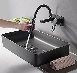 Смеситель для раковины Elghansa Squareline 14Q0191-Black черный купить в интернет-магазине сантехники Sanbest