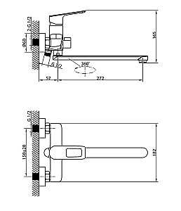 Смеситель для ванны Elghansa Brunn 5381506 хром купить в интернет-магазине сантехники Sanbest