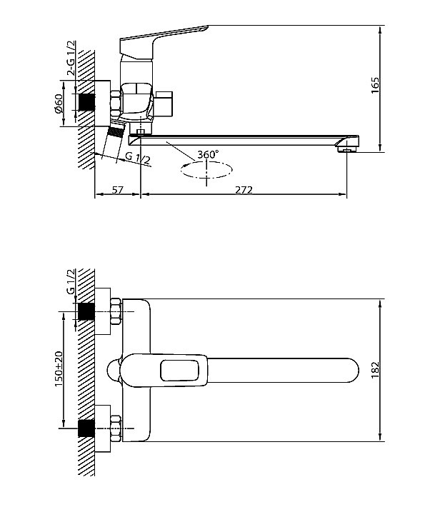 Смеситель для ванны Elghansa Brunn 5381506 хром купить в интернет-магазине сантехники Sanbest