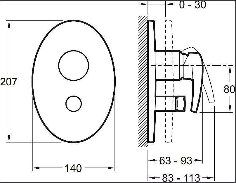 Встраиваемый смеситель для душа Jacob Delafon MODULO E98716-CP купить в интернет-магазине сантехники Sanbest