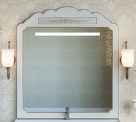 Зеркало Misty Milano 120x113 белое патина/декор в ванную от интернет-магазине сантехники Sanbest