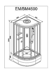 Душевая кабина DTO ЕМ4590 N 90х90 купить в интернет-магазине Sanbest
