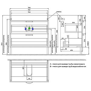 Тумба с раковиной Iddis Oxford 80 OXF80N0i95K синяя для ванной в интернет-магазине Sanbest