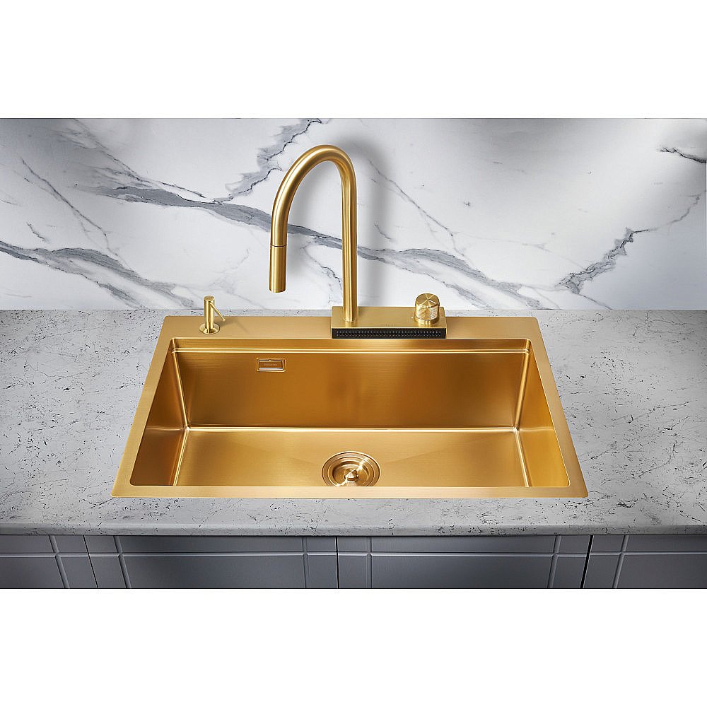 Мойка кухонная Milacio Denia 75 Steel MC.77428 золото купить в интернет-магазине сантехники Sanbest