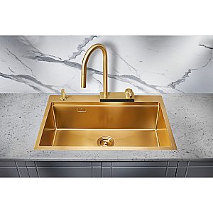 Мойка кухонная Milacio Denia 75 Steel MC.77428 золото купить в интернет-магазине сантехники Sanbest