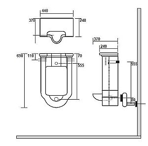 Писсуар Kerasan Waldorf 413001 белый купить в интернет-магазине Sanbest