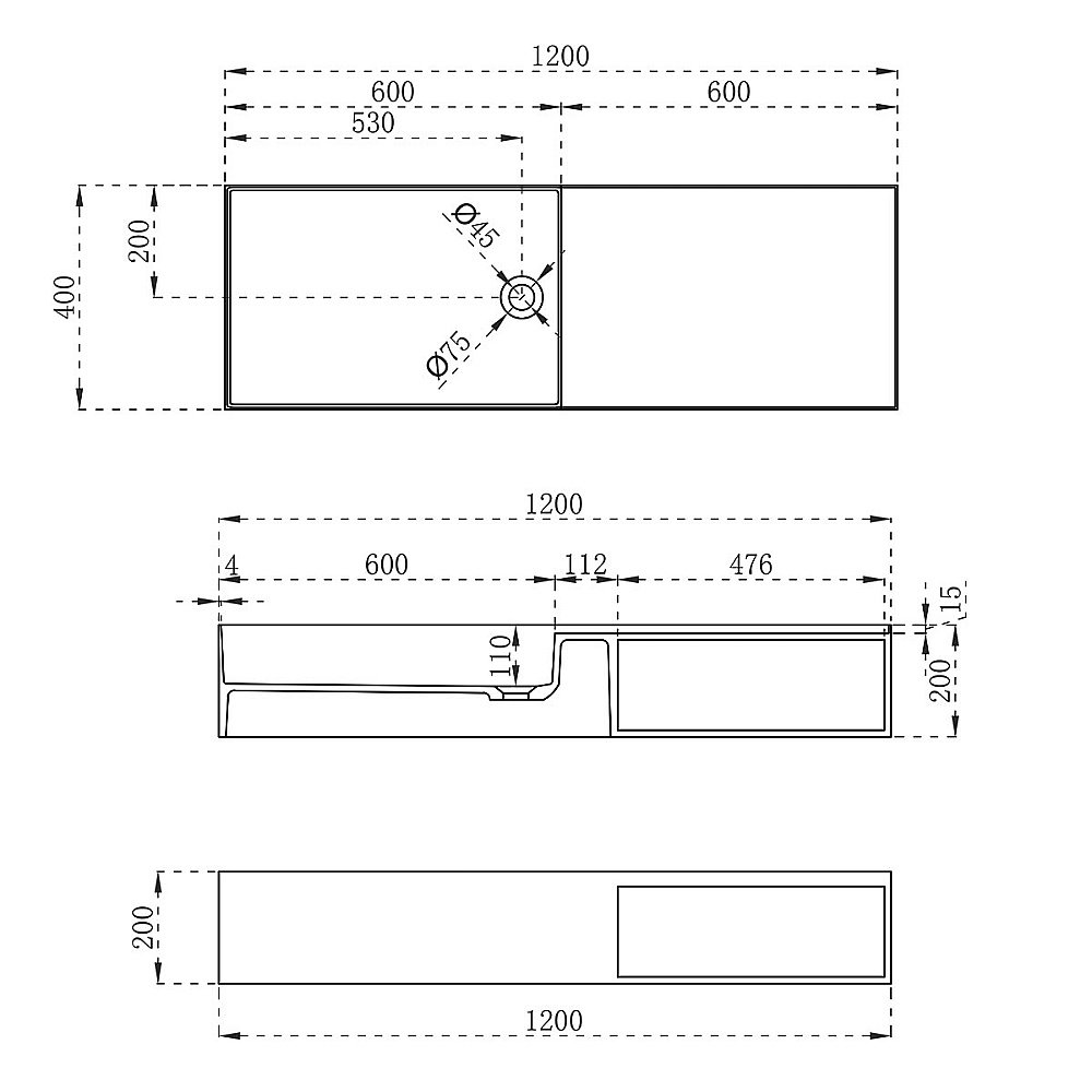 Раковина подвесная Vincea 120 VWB-6S112MW белая матовая купить в интернет-магазине Sanbest