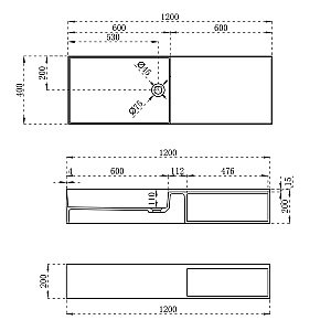 Раковина подвесная Vincea 120 VWB-6S112MW белая матовая купить в интернет-магазине Sanbest