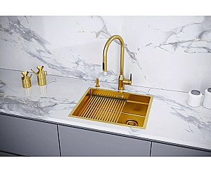 Кухонная мойка Paulmark NEXT-PRO 54 PM705445-BG брашированное золото купить в интернет-магазине сантехники Sanbest