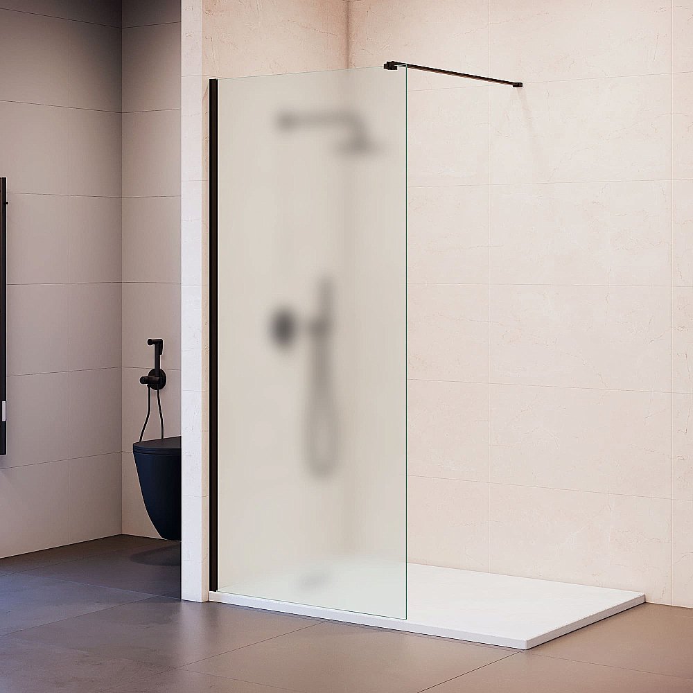 Душевая перегородка RGW Walk In WA-210B 90 351021009-24 стекло матовое/профиль черный купить в интернет-магазине Sanbest