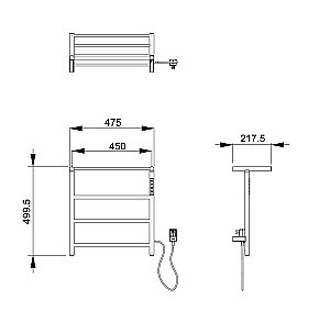 Полотенцесушитель электрический с полкой WONZON & WOGHAND BONN WW-AL402-BG брашированное золото купить в интернет-магазине сантехники Sanbest
