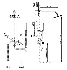 Душевая система Vincea Desire VSFW-1D1BC медь брашированная купить в интернет-магазине сантехники Sanbest