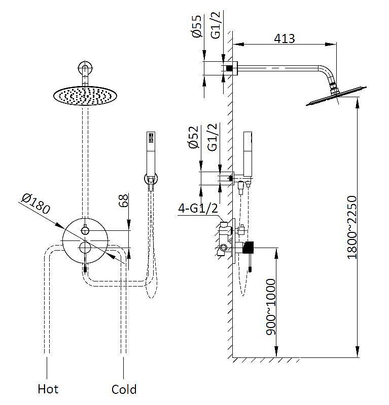Душевая система Vincea Desire VSFW-1D1BC медь брашированная купить в интернет-магазине сантехники Sanbest