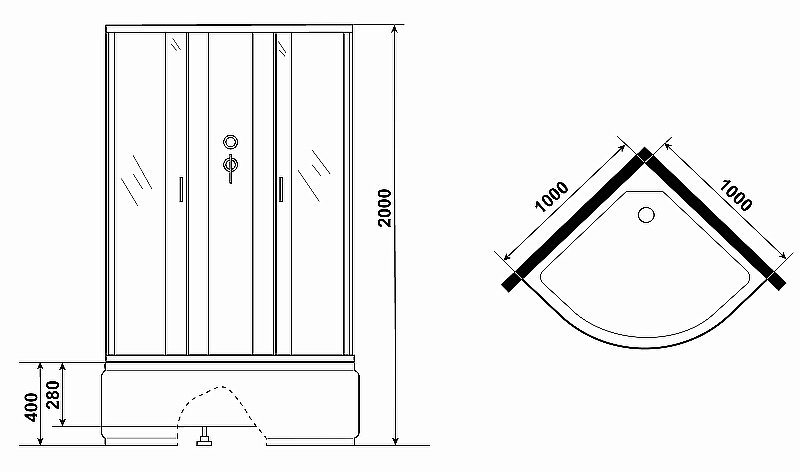 Душевая кабина Niagara Classic 67091414BKG 100x100 с гидромассажем купить в интернет-магазине Sanbest