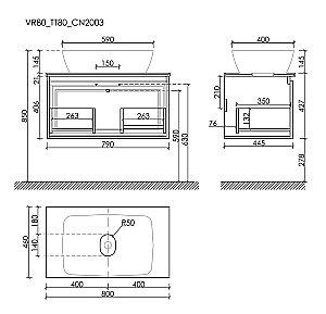 Тумба с раковиной Sancos Very 80 со столешницей, Doha Soft для ванной в интернет-магазине Sanbest