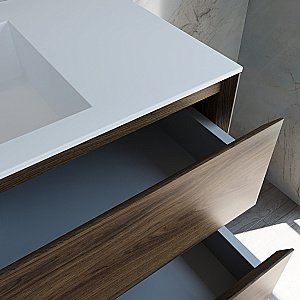 Тумба с раковиной Vincea Luka 100 VMC-2L100CO/VCB-13100W тёмный дуб/раковина белая для ванной в интернет-магазине Sanbest