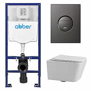 Унитаз ABBER Rechteck AC1201-AC0108-AC0126NG белый, с крышкой микролифт, с инсталляцией, безободковый купить в интернет-магазине Sanbest