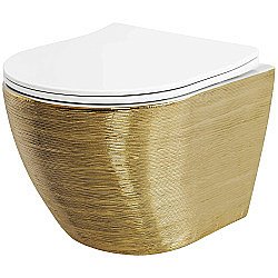 Унитаз подвесной Grossman Color GR-4455GWS безободковый, с крышкой микролифт, золото купить в интернет-магазине Sanbest