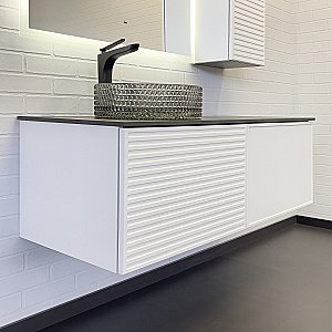 Тумба с раковиной Comforty Геленджик 120 белая матовая/раковина дымчатая для ванной в интернет-магазине Sanbest