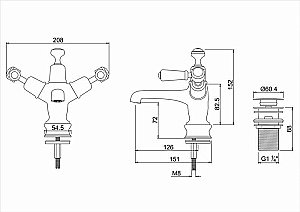 Смеситель для раковины Burlington Regent KER6-QT купить в интернет-магазине сантехники Sanbest