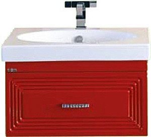 Тумба с раковиной подвесная Misty Европа 60 красная для ванной в интернет-магазине Sanbest