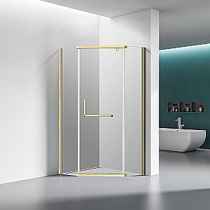 Душевой уголок Veconi Rovigo RV36G-80-01-C5 80х80 стекло прозрачное/профиль брашированное золото купить в интернет-магазине Sanbest