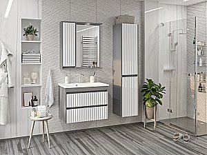 Пенал подвесной Misty Balaton 35 BAL-05035-48-2 белый/серый для ванной в интернет-магазине сантехники Sanbest