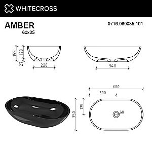 Раковина накладная WhiteCross Amber 60 0716.060035.101 черная купить в интернет-магазине Sanbest
