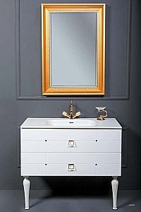 Тумба с раковиной Armadi Art Vallessi Avantgarde Piazza 80 белая с золотом для ванной в интернет-магазине Sanbest