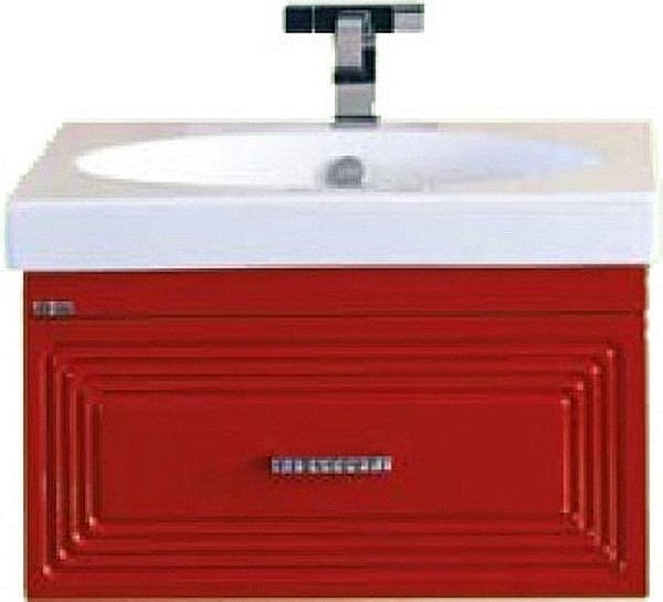 Тумба с раковиной подвесная Misty Европа 60 красная для ванной в интернет-магазине Sanbest