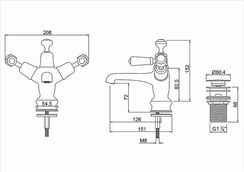 Смеситель для раковины Burlington Regent KER6-QT купить в интернет-магазине сантехники Sanbest