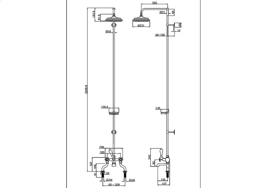 Душевая система Burlington Birkenhead H185-BI хром купить в интернет-магазине сантехники Sanbest