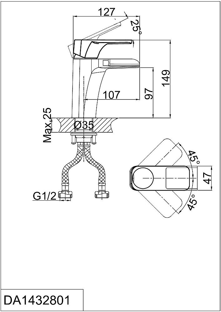 Смеситель для раковины D&K Berlin Freie DA1432801 купить в интернет-магазине сантехники Sanbest